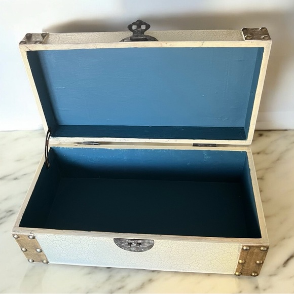 Hand Painted Shabby Chic Floral Decorative Box with Metal Accents - Picture 5 of 10